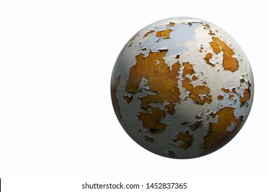 Ball On White Background With Peeling Paint Texture