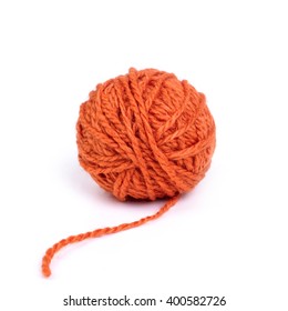 Ball Of Orange Wool Yarn - Isolated