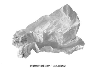 ball of paper on white background with clipping path