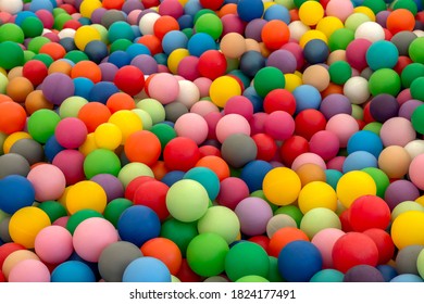 Ball Pit Pool With Rainbow Colors Plastic Balls For Children To Play. Dry Pool