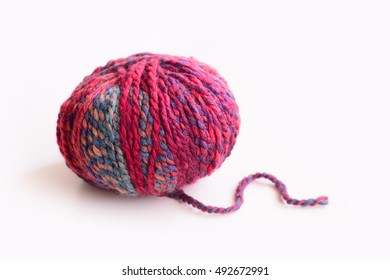 Ball Of Purple Yarn Isolated