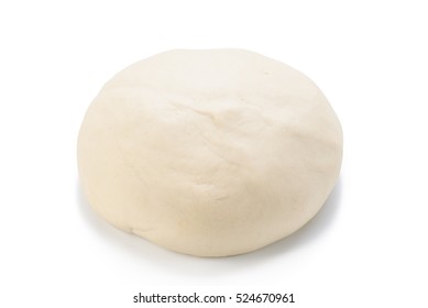 Ball Of Raw Dough Isolated On White Background. Top View.