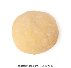 Ball Of Raw Dough Isolated On White Background With Clipping Path. Top View. 