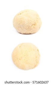 Ball Of Raw Dough Isolated Over The White Background, Set Of Two Different Foreshortenings