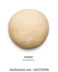 Ball Of Raw Fresh Dough Isolated On White Background Top View With Clipping Path