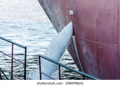 Ballast Water Drain From The Ship Close-up