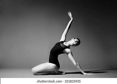 Ballerina Black Outfit Posing On Studio Stock Photo 321825935 ...