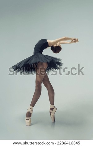 a ballerina in a black tutu shows elements of ballet dance in motion