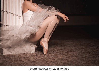 Ballerina dancer, tutu dress, legs, feet and ballet shoes