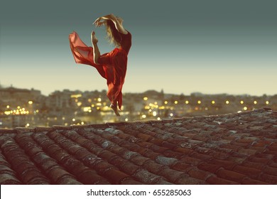 Ballerina dances on rooftop - Powered by Shutterstock