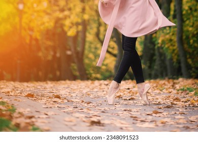 Ballerina dancing in nature among autumn leaves. - Powered by Shutterstock