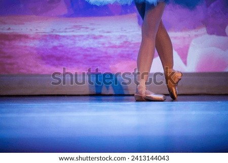 Ballerina Dancing on Stage, Legs only closeup, pointe