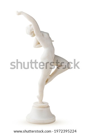 Ballerina statue hand-made isolated on white background. Clipping Path.