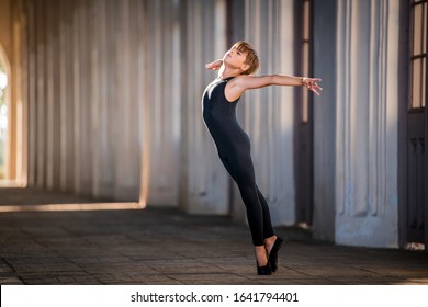 Ballet Boy Is Training On The Street