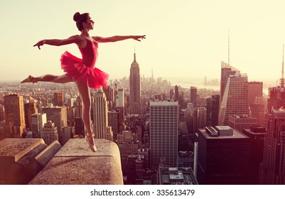 Ballet Dancer in front of New York Skyline