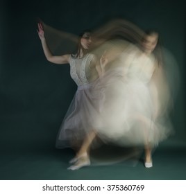 Ballet Dancer Woman In Motion Blur, Beautiful Ballerina