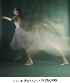 Ballet Dancer Woman In Motion Blur, Beautiful Ballerina