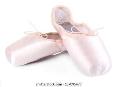 Ballet Pointe Shoes Isolated On White