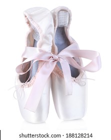 Ballet Pointe Shoes Isolated On White