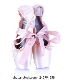 Ballet Pointe Shoes Isolated On White