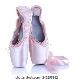 Ballet Pointe Shoes Isolated On White