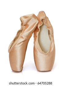 Ballet Pointe Shoes, Isolated In White 