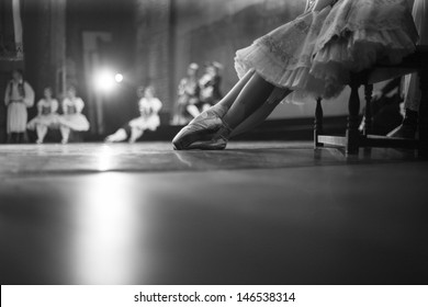 Ballet Rehearsal, Ballerinas On The Stage