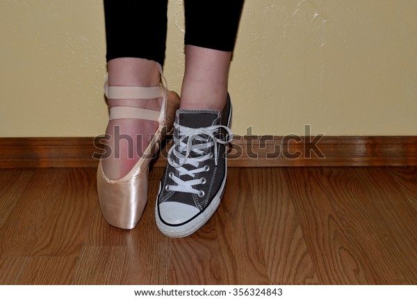 Ballet Shoe Tennis Shoe Dancer Wearing 