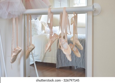 Ballet Shoes Hang On Bar In Bedroom