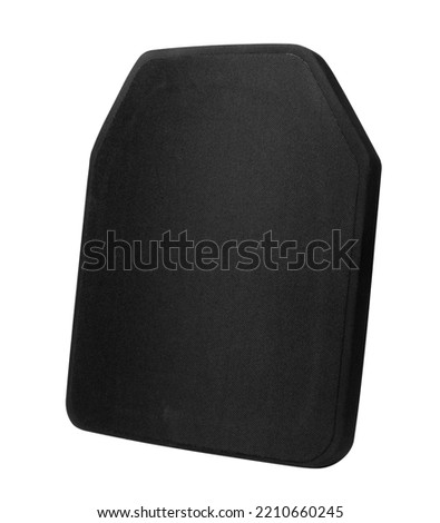Ballistic plate isolated on white background. Combat armor close-up. Armored insert for body armor.