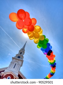 balloon arch at street fair church