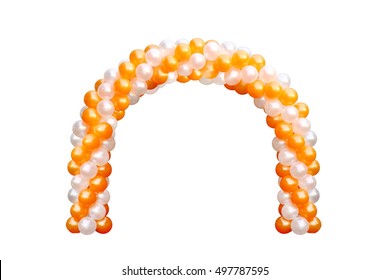 Balloon Archway door Orange and white, Arches wedding, Balloon Festival design decoration elements with arch floral design isolated on white Background