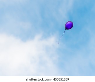 Balloon Floating Away In The Sky And Clouds