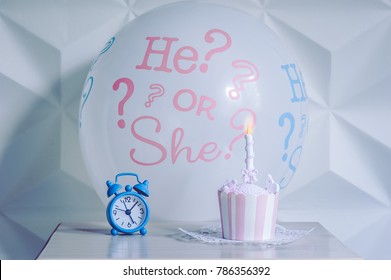 Balloon He She Gender Reveal Party Stock Photo Edit Now