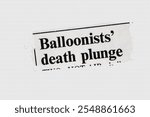 Balloonists death plunge - news story from 1974 UK newspaper headline article title