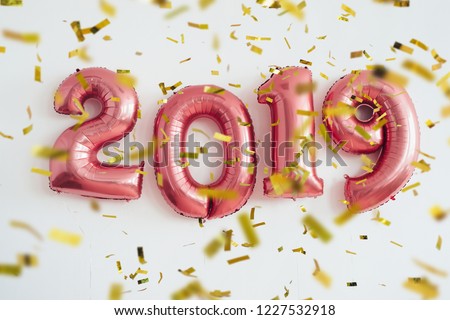Balloons 2019 confetti Christmas and new year celebration