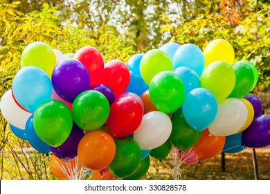 balloons in autumn park Yellow Autumn time, multicolored balloons, about autumn, autumn theme, design, creativity  - Powered by Shutterstock