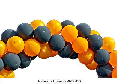 Balloons Black And Orange Connected Isolated On White Background