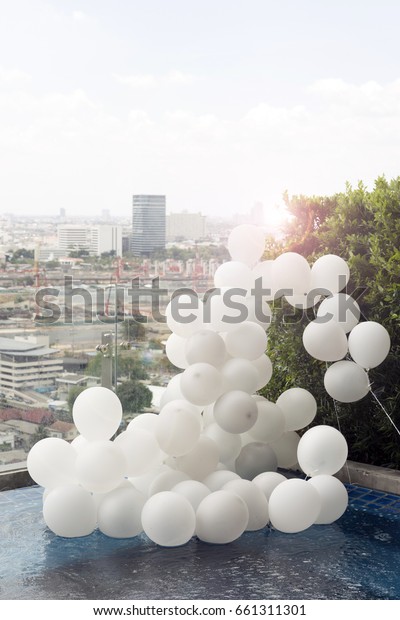 Balloons Decoration Pool Party Stock Photo Edit Now 661311301