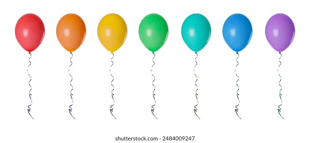 Balloons of different colors isolated on white, collection