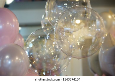 Balloons large transparent as a decoration at a children's party or birthday party.