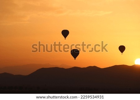 Balloons in Marrakech Marocco, sunrise 