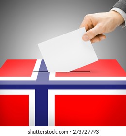 Ballot Box Painted Into National Flag Colors - Norway