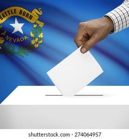 Ballot Box With US State Flag On Background - Nevada