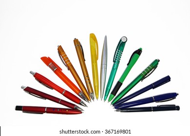 Ballpoint pens set of different various types and colors  - Shutterstock ID 367169801