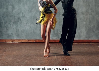 Ballroom Dancing. Young Couple Ballroom Dancers. Samba Dance
