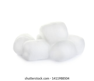 Balls Of Fluffy Cotton On White Background