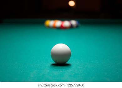 Balls On The Table For Pool Or Pocket Billiards.