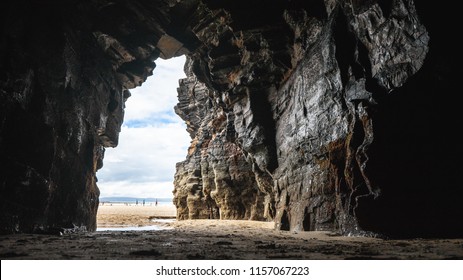 The Ballybunion coast line when the tide is out. Amazing caves and rock formations can be seen when the tide is low in Bally B. - Shutterstock ID 1157067223