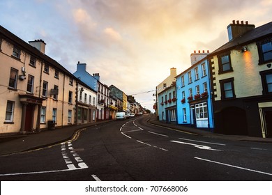 Ballycastle, Northern Ireland. Row Of Pubs And Bars In The City Of Ballycastle, Causeway Coast In Northern Ireland, UK